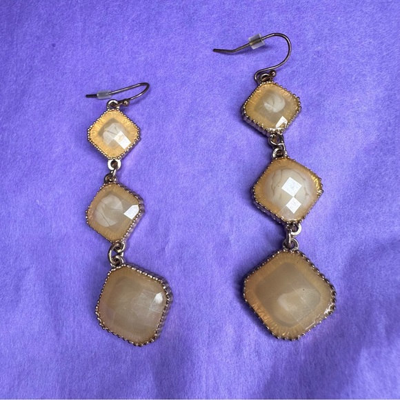 Elegant Yellow Stone Drop Earrings - Picture 1 of 3